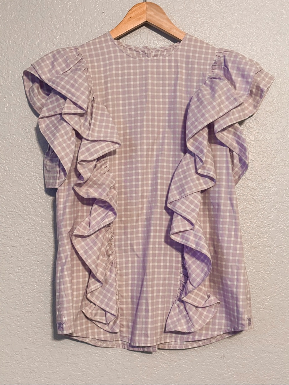 Riley & Rae Lavender Gingham Ruffle Blouse